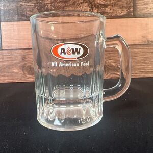 A&W All American Food Oval Logo Mini Miniature Clear Glass Mug Shot Glass 3.25"